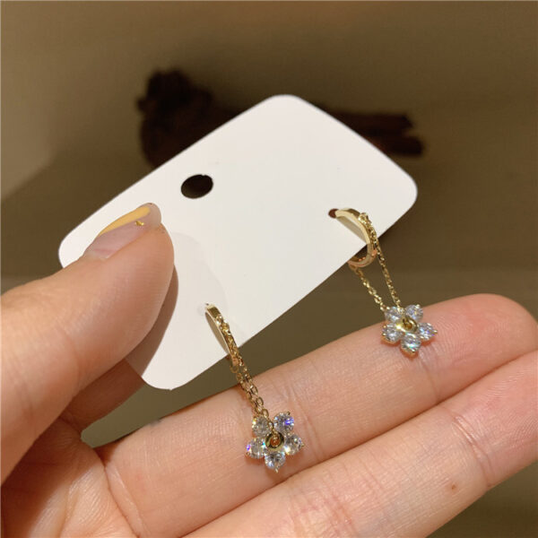 Flower Rhinestone Earrings 925 silver - Image 4